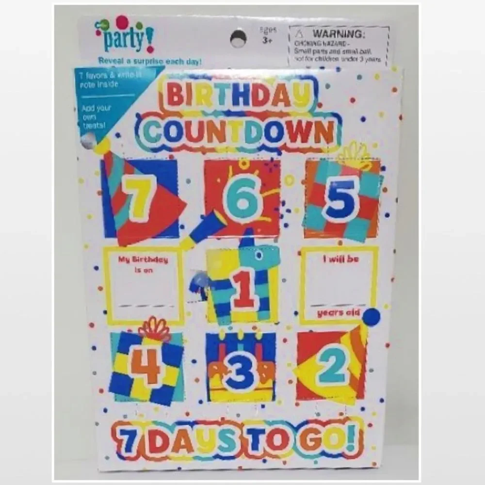 New Birthday Countdown 7 Days Advent Fun Activity Party Kids NWT